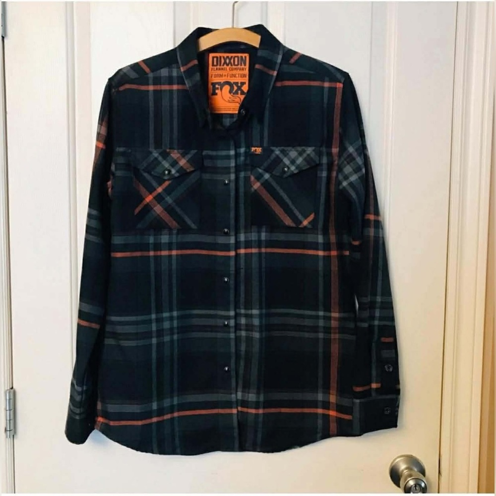 Ride Fox DIXXON Men's Black and Orange Plaid Shirt